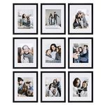 SHEFFIELD HOME 9 Piece Gallery Wall Frame Set, 11x14 in. matted to 8x10 in. (Matte Black)
