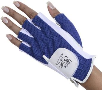Lady Classic Half Glove (Left Hand), White and Royal Blue, Small