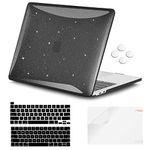 iCasso MacBook Pro 13 inch Case 2022 2021 2016-2020 Release A2338 M2/M1/A2159/A1989/A1706/A1708, Plastic Hard Shell Case with 5 Rows Keyboard Cover Compatible Newest MacBook Pro 13"-Black Star