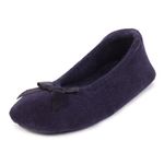 Isotoner Women's Ladies Terry Ballerina Slippers Open Back, Blue (Navy), L UK