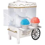 Nostalgia Snow Cone Shaved Ice Machine - Retro Table-Top Slushie Machine Makes 20 Icy Treats - Includes 2 Reusable Plastic Cups & Ice Scoop - Ice White