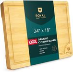 ROYAL CRAFT WOOD Bamboo Cutting Boards for Kitchen -Kitchen Chopping Board for Meat (Butcher Block) Cheese and Vegetables | Wooden Cutting Board Heavy Duty Serving Tray with Handles (XXXL, 24" x 18")