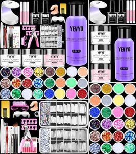 Acrylic Nail Kit With Everything For Beginners, Professional Nail Starter Kit , 24 Color Glitter Acrylic Powder and Liquid Monomer Set, Nail Glitter And DIY Nail Art Tools