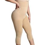 Takusun High Waisted Shapewear Leggings for Women Tummy Control Body Shaper Capri Butt Lifter Thigh Slimmer, Nude, Medium