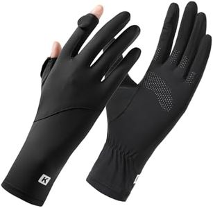 apaepr Ice Silk Sunscreen Gloves UV Protection Mittens Non-Slip Touch Screen Driving Gloves for Cycling Riding Golfing Hiking (Black, One Size)
