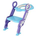 Rainberg® Kids Potty Training Toilet Seat Adjustable Height Step Ladder for Boys and Girls | Bathroom Aid Toddler Training Seats Portable Design (Blue Purple)