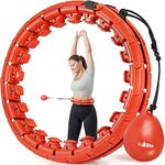 Teal Elite Smart Weighted Hula Hoop for Adults Weight Loss– Fully Adjustable with 24 Detachable Knots – 2 in 1 Abdomen Fitness Massage Infinity Hoops - RED