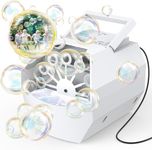 Theefun 500ML Automatic Bubble Machine for Kids – Battery or Plug-in Bubble Maker, Portable Bubble Blower for Indoor & Outdoor Birthday Parties, Weddings, (White)