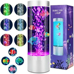 SHTALHST Bubble Fish Lamp Sensory with 7 Color Changing Light - Fake Fish Tank Gift for Kids, Adults, Decorations for Home Office Decor Great