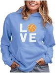 Tstars Love Basketball Hoodie Sweatshirt for Players Fans Women Teen Girls Hoodie Small California Blue