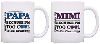 Grandparents Gifts Call Me Papa and Mimi Too Cool Bundle 2 Pack Gift Coffee Mugs Tea Cups White