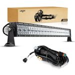 Auxbeam 42 Inch 240W LED Light Bar, 5D Reflector Straight Light Bar Super Bright, 24000LM Spot Flood Combo Off Road Driving Light LED Work Light Offroad Lighting with Wiring Harness-1 Lead