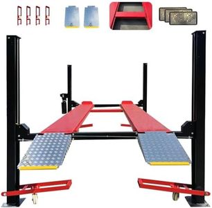 AUTOKATO KT-4H950 110V 3.0HP Four Post Lift Car Truck Parking Hoist Aluminum Plate with Casters and Rollingjack 9500Lbs Lifting Capacity，Max Lifting Height 84.5 Inch Extra Wide 113 Inch