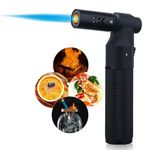 HONEST Blow Torch Sleek Adjustable Butane Torch Cooking Torch Lighter Camping Home Use Welding Culinary Chef Coal Cocktail etc (Black)