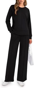 TESANCCO Women's 2 Piece Tracksuit Long Sleeve Crewneck Sweatshirts Wide Leg Sweatpant Casual Fall Outfits Travel Sets Black XXL