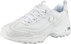 Skechers Women's Sport D'Lites Fresh Start Fashion Sneaker, White/Silver, 8 W US