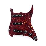 Musiclily 11 Hole SSS Pre-wired Pickguard Strat Loaded Pickguard with Single Coil Pickups Set for Strat Style Electric Guitar,4 Ply Tortoise Shell