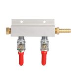 2 Way Gas Distribution Co2 Distributor Manifold with 5/16 inch Barb/Stem Splitter Beer Integrated Check Valves for Homebrew Beer Making Brewing Tool