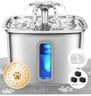 Veken Innovation Award Winner Stainless Steel Cat Water Fountain, 108oz/3.2L Automatic Pet Fountain Dog Water Dispenser with 3 Replacement Filters & Silicone Mat, Gifts for Cats, Dogs (Silver)