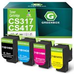 GREENBOX Remanufactured CS317 CS417 Toner Cartridge 6,000 Pages Replacement for Lexmark71B1HK0 71B1HC0 71B1HM0 71B1HY0 for CS417 CX417 CS517 CX517 CS317 CS317dn CX317dn Printer