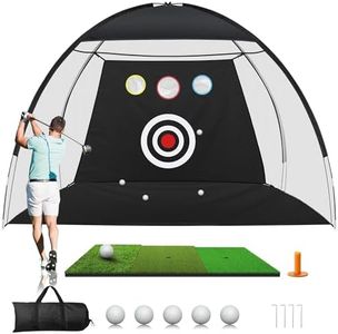 Golf Net, 10x7ft Golf Practice Net: Thickened Golf Hitting Net with Tri-Turf Mat, All in 1 Home Chipping Aid Nets for Backyard Driving Swing Indoor Outdoor - Father/Birthday Day Gifts for Dad Men