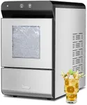 Gevi Household V2.0 Countertop Gemi Nugget Ice Maker with Viewing Window | Self-Cleaning Pebble Ice Machine | Open and Pour Water Refill | Stainless Steel Housing | 16.7''H Fits Under Wall