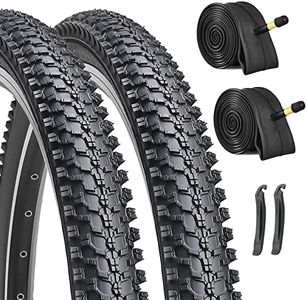 24-inch Mountain Bike Tires Set: Hycline 2-Pack 24x1.95 inch (54-559mm) Folding Replacement Puncture-Resistant Bicycle Tires and Pair 24-inch Inner Tubes with Tire Levers for MTB Off-Road Bike