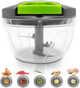 Dunkwckore 520 ml Picadora Manual con Cuerda, Trituradora de Alimentos con 3 Cuchillas de Acero Inoxidable, Picador de Verduras, Cortador Cebolla, Triturador de Alimentos, Mini Corta Picador