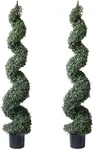 5' Artificial Cypress Spiral Boxwood Topiaries Tree in Plastic Pot Outdoor and Indoor Home Decor (2 Pack)