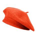 ZLYC Women's Classic French Artist Beret Beret, Orange Red, One Size