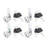 uxcell Cam Lock 5/8" Cylinder Length Cabinet Locks with No.4 Cam, Fits for 5/16" Max Thickness Panel, Keyed Different 4Pcs