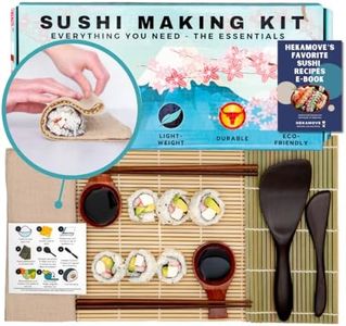 HEKAMOVE No Plastic Premium Sushi Making Kit for Home, for Beginners or Pro Sushi makers. Made of Premium Wood, includes Tea Cloth, Planet-Friendly - the Best Gift and DIY Home Sushi Kit Experience