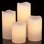 Eldnacele Outdoor Waterproof Flameless Candles with 6 Hours Timer, Battery Operated White LED Pillar Candles for Garden Wedding Party Lanterns Decoration(Set of 4, D3”x H4” 5” 6” 8”)