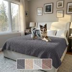 PAULATO BY GA.I.CO. Waterproof Blanket for Bed – King Absorbent Couch Cover – Machine Washable Stain-Resistant Pad for Large Sofa – Pets Cat & Dog Friendly Furniture Protector - Dark Grey