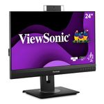 ViewSonic VG2456V 24 Inch 1080p Video Conference Monitor with Webcam, 2 Way Powered 90W USB C, Docking Built-in Gigabit Ethernet and 40 Degree Tilt Ergonomics for Home and Office , Black