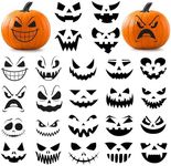 24 Pcs Pumpkin Stickers Halloween Pumpkin Faces Decorating Stickers Vinyl Decals DIY Craft Vinyl Art Stickers, Jack-O-Lantern Face Stickers, Pumpkin Faces Wall Decals Halloween Glass Window Sticker