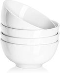 DOWAN Large Soup Bowls, 1100ml Cereal Bowls, White Serving Bowls, Φ18cm Stackable Ceramic Bowls for Kitchen, Pasta Bowl Set, 4 Packs Chip Resistant Ceramic, Microwave and Dishwasher Safe