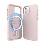 elago Magnetic Silicone Case Compatible with iPhone 12 Mini 5.4 Inch - Built-in Magnets, Compatible with MagSafe Accessories (Lovely Pink)