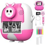 Kids Camera for Girls Boys,Instant Camera for Kids with 32GB SD Card Reversible Lens Video Digital Camera with Print Photo Paper, Birthday Gifts Toy for 3-12 Year Old 5 Colour Pens (Pink)