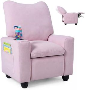 Costzon Kids Recliner Chair with Cup Holder, Toddler Adjustable Lounge Chair w/Footrest for Boys Girls Room, Ergonomic Baby Child Furniture Sofa for Age 3+ Gifts, Kids Mini Recliner up to 150 lbs