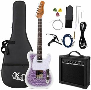 KGD TL Style 39" Full Size Electric Guitar Kit – Electric Blue Solid Body Beginner Guitar with Rosewood Fretboard, Maple Neck, Bone Nut, HSS Pickups (Lavender Burst)
