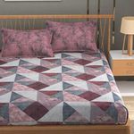 Mafatlal 186 TC Autumn Delight Cotton Bedsheet King Size | 108 x 108 Inches | Soft Cooling Summer Bedding | Breathable Skin Friendly Fabric with 2 Pillow Covers | Rose Wine