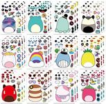 36 Sheets 𝓢𝓺𝓾𝓲𝓼𝓱𝓶𝓪𝓵𝓵𝓸𝔀𝓼 Cartoon Make a Face Stickers for Kids,Birthday Party Favors Party Supplies Mixed and Matched with 12 Designs Fantasy Characters Make Your Own Stickers Gifts Reward