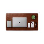 DailyObjects Large Premium Vegan Leather Desk Mat|Anti-Skid|Anti-Slip|85*45cm|Reversible Desk spread Turf Desk/Laptop Mat for Work from Home/Office/Gaming- Extended mouse pad and keyboard desk pad-Tan