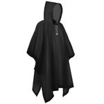 flintronic Waterproof Poncho Adult, Reusable Rain Ponchos, EVA Rain Poncho, Lightweight Waterproof Raincoat with Hoods, Rain Cover Poncho for Camping, Hiking Travel Men Women (Black)
