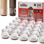 24 PCS Chair Leg Floor Protectors with Felt Pads X-Protector - Furniture Pads for Hardwood Floors - Clear Chair Pads - Ideal Floor Protectors for Chairs - Brown Chair Leg Covers - Protect Floors!