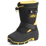 Polar Kids Winter Thermal Warm Winter Faux Fur Durable Rubber Sole Waterproof Outdoor Boots - Black/Yellow - UK4/EU37 - YC0696