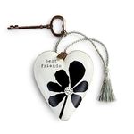 DEMDACO Best Friends White and Black 3.5 x 3.5 Resin and Metal Art Heart with Decorative Key