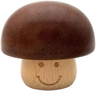 Pursuestar Can't Help Falling in Love Rotating Music Box, Vintage Solid Wood Mushroom Wind Up Musical Gift with Smile face for Women Girls Mom Birthday Valentine Desktop Display