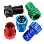 Bike Bits Presta Valve Adapter - Convert Presta to Schrader - French/UK to US - Inflate Tire Using Standard Pump Air Compressor (5 Pack) (Multi)